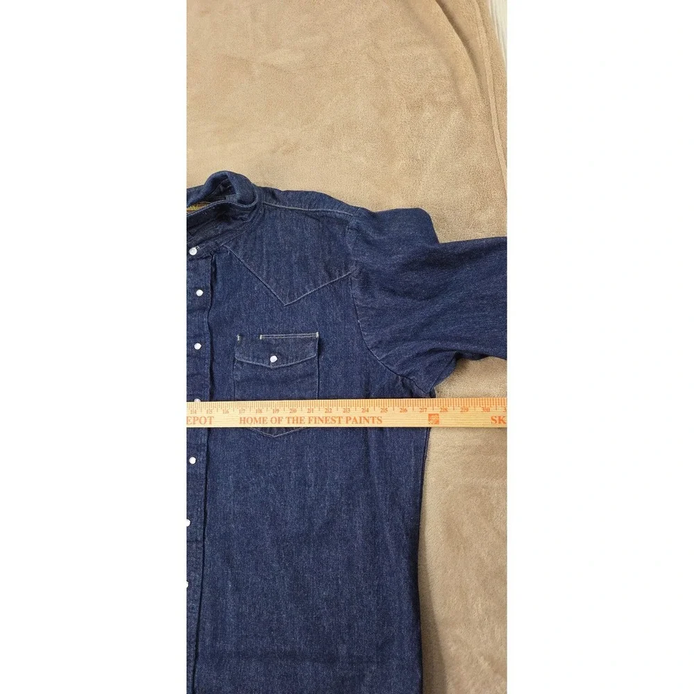 Whiteknucker‎ Denim Jacket Men 2XL Dark Wash Blue Pearl Snap Frayed Raw EUC